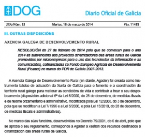 Convocadas las ayudas para el año 2014 para uso de TIC en microempresas de áreas rurales de Galicia.